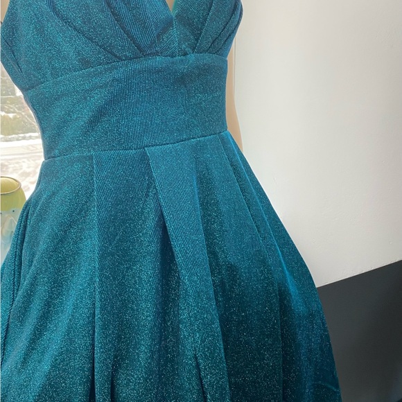 PARTY DRESS by B DARLIN NWT 7/8 SHIMMERING AQUAMARINE LINED W CRINOLINE - Picture 11 of 16